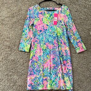 Lilly Pulitzer Pink Sundress 3/4 Sleeve Crew Neck